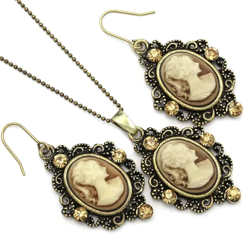 Vista 2 de Soulbreezecollection - Juego de collar de camafeo con colgante y colgante para mujer