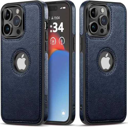 Vista 8 de WTCASE Funda de cuero para iPhone 14 Pro, delgada, flexible, agarre suave, funda de piel sintética de lujo Vgean para hombres, fundas duraderas Negro