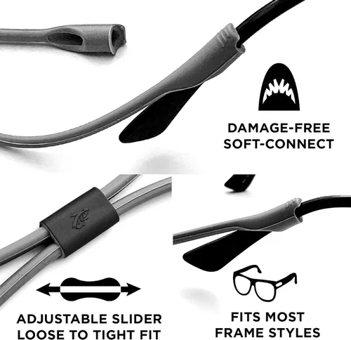 Vista 3 de Pilotfish Correa de silicona para lentes de sol de alta calidad, retenedor de lentes ajustable con diseño único de paso - Ajuste universal