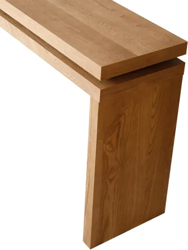 Vista 8 de Mesa de entrada de madera retro de 60 pulgadas, mesa consola de granja natural con diseño de suspensión de doble tablero para sala de estar, fácil