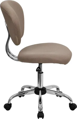 Vista 4 de Silla de trabajo de malla con respaldar medio Flash Furniture con brazos y base, Metal, Marrón café