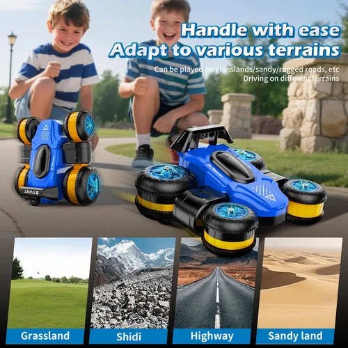Vista 4 de Juguete de coche de acrobacias a control remoto - Drift de alta velocidad 360° voltea 4WD vehículo todoterreno giratorio para niños y niñas, regalos