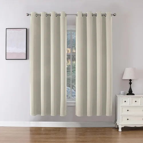 Vista 10 de Joydeco Cortinas opacas para dormitorio de 72 pulgadas de largo, 2 paneles de cortinas con aislamiento térmico para oscurecer la habitación