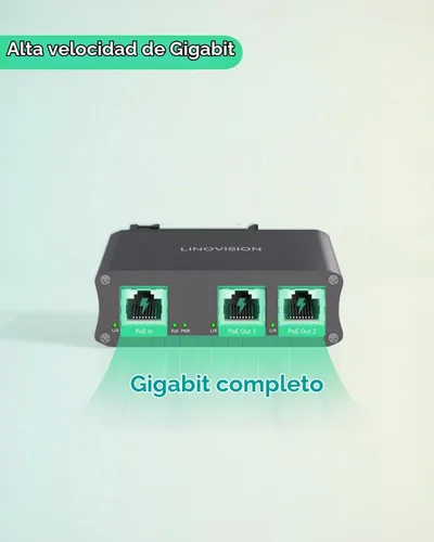 Vista 4 de LINOVISION Interruptor de paso PoE Gigabit de 2 puertos y extensor PoE