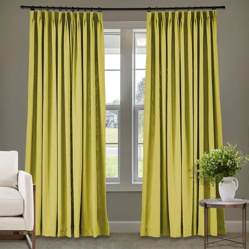 Vista 157 de Frelement Cortinas plisadas de lino de algodón de 100 pulgadas de ancho y 102 pulgadas de largo, cortinas con reducción de ruido para sala