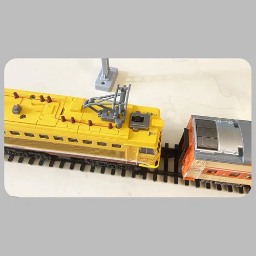 Vista 8 de SS7C - Juego de tren de Navidad, locomotora de vapor eléctrica de aleación, ferrocarril ferroviario con carros de mercancía/pista larga, adorno