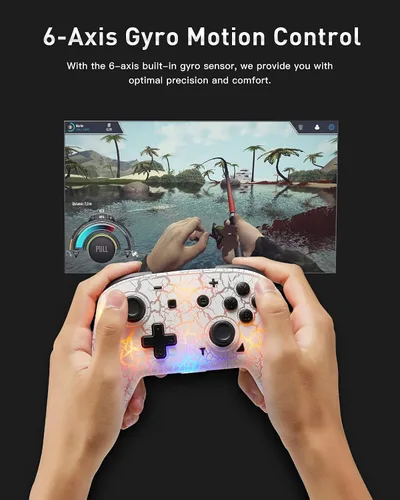 Vista 6 de Control de Switch, control inalámbrico para Switch, Switch Pro, Switch Lite o Switch OLED, control remoto inalámbrico con luces LED ajustables y 8