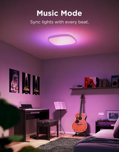 Vista 8 de Govee Lámpara de Techo Inteligente, Lámpara de Techo LED RGBIC Cuadrada que Funciona con Matter, Lámpara de Montaje Empotrado de 2400LM