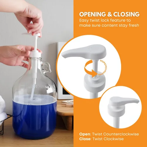 Vista 4 de FastRack Dispensador de bomba de galón resistente para botellas de plástico o vidrio Bomba de botella ideal para jarras de 1 galón Uso comercial