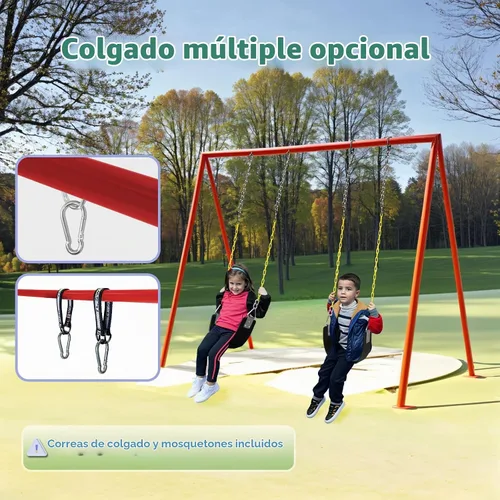 Vista 8 de Juego de columpio con anillo triangular de metal y cadenas antioxidantes de 66 pulgadas, accesorios de reemplazo de columpio con ganchos de presión