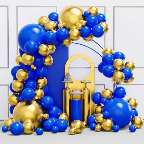 Vista 18 de Kit de arco de guirnalda de globos de color dorado y negro, 134 globos metálicos dorados y negros con diferentes tamaños para graduación