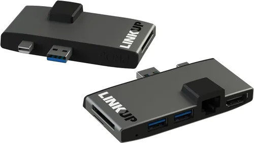 Vista 4 de LINKUP - Hub adaptador de lector de memoria micro para tarjetas SD compatible con Surface Pro 7 Estación de acoplamiento 6 en 1 4K HDMI, Gigabit