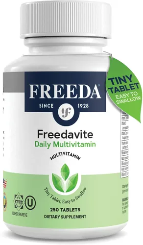 Vista 9 de Freeda vite Tiny Tablet - Multivitamínico moderado para hombres y mujeres - Vitamina A, C, D, E, B1, B2, B6, B12, biotina, calcio, zinc, hierro