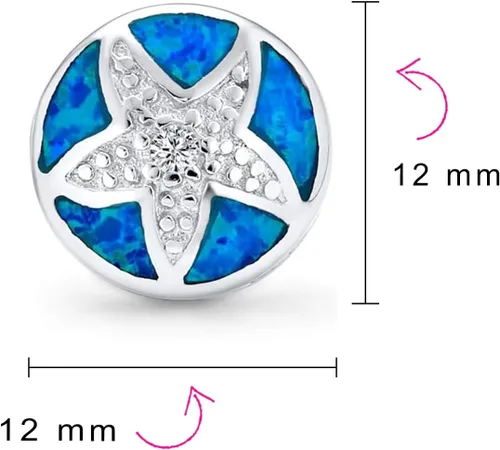 Vista 4 de Aretes de tuerca grandes náuticos hawaianos tropicales para vacaciones en la playa, círculo redondo, disco, estrella, pez azul, incrustaciones