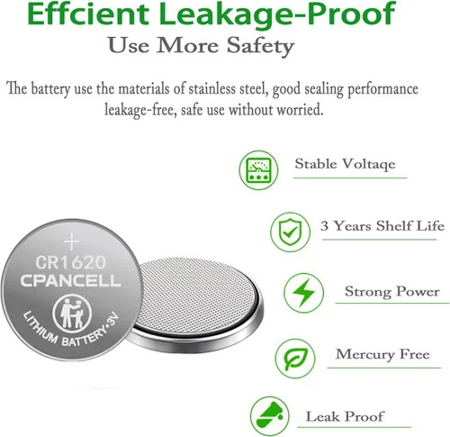 Vista 2 de CPANCELL Baterías de litio CR1620 Batería de alta capacidad de 3 V (5 unidades)