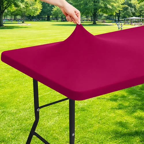 Vista 31 de Moosfor Mantel rectangular de elastano de 4 pies, manteles elásticos ajustables para pícnic, funda elástica y lavable para mesa de patio para Azul