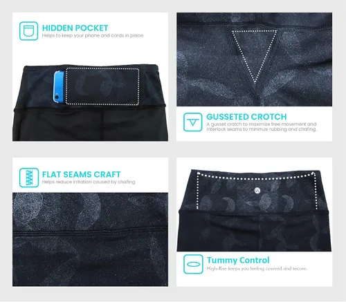 Vista 5 de QUEENIEKE Leggings de yoga de cintura alta con 2 bolsillos para mujeres y niñas, control de abdomen, levantamiento de glúteos, no se transparenta