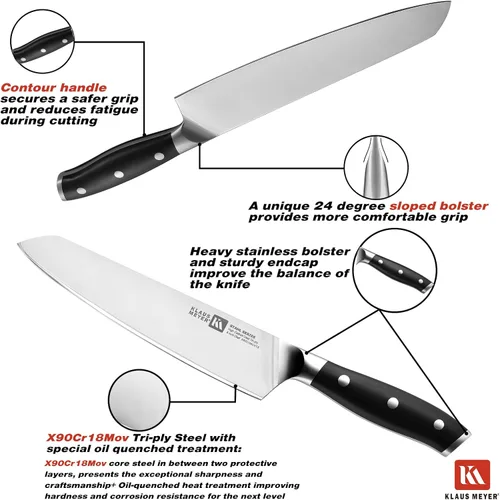 Vista 2 de Stahl - Cuchillo de chef de acero de triple capa de alto carbono, 8 pulgadas