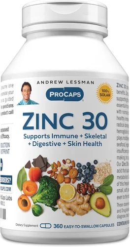 Vista 10 de ANDREW LESSMAN Zinc 30mg - 60 Cápsulas - Citrato de zinc altamente absorbible. Apoya la salud inmunológica, esquelética, digestiva y de la piel.