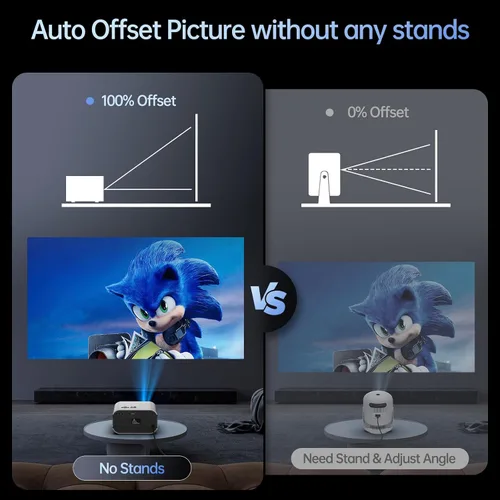 Vista 9 de Mini proyector con WiFi y Bluetooth, soporte 4K, proyector inteligente portátil al aire libre nativo 1080P, pantalla espejo compatible