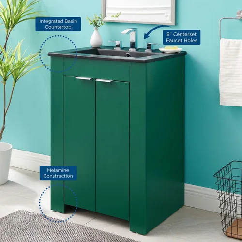 Vista 5 de Modway Maybelle - Tocador de baño (24 pulgadas), color verde y negro Verde Negro