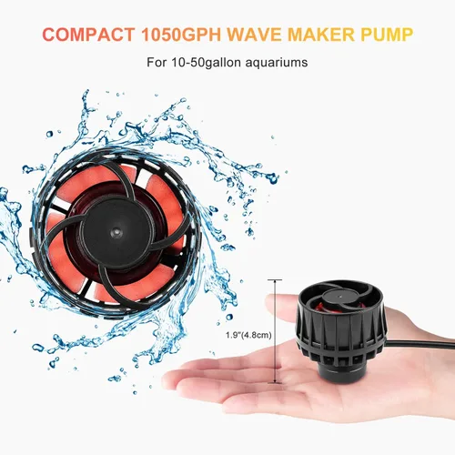 Vista 5 de 1050GPH Bomba de Olas para Acuario con Controlador Mini DC12V 6W Powerhead con Montaje Magnético, Nano Wavemaker para Tanques de 10 a 50 Galones