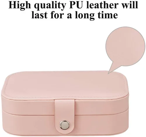 Vista 4 de DerBlue Joyero de viaje, caja de joyería pequeña, caja de joyería de viaje portátil, organizador de almacenamiento para anillos y aretes