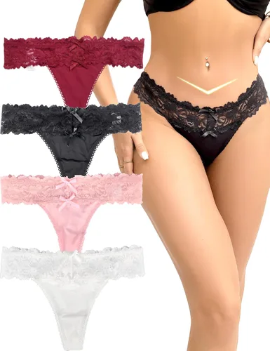 Vista 80 de ohyeah Tangas sexy de encaje tangas bragas de tiro bajo ropa interior para mujer de algodón entrepierna braga tangas bragas 4-18
