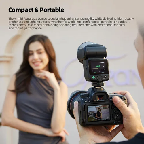 Vista 3 de Godox V1 mid S V1midS Godox Flash para Sony Flash, flash de cámara de cabeza redonda TTL de 55 W, tiempo de reciclaje de 1.7 s, 2.4G X HSS