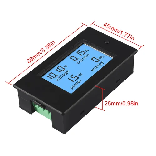 Vista 5 de DC 6.5-100V 0-100A 12V 24V 36V 48V 60V 72V Volt Amp Watt Medidor Pantalla LCD Digital Voltaje de corriente Medidor de energía Multímetro Amperímetro