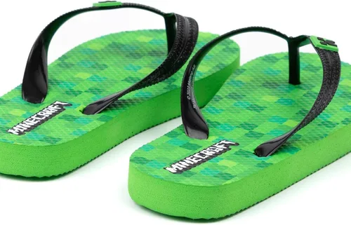 Vista 2 de Minecraft Creeper Flip Flops Sandals Kids Green Game Summer Shoes Sliders