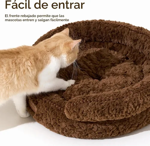 Vista 4 de FUKUMARU Cama para gatos de interior, cama para perros pequeños, lavable Marrón