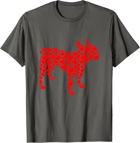 Vista 30 de Camiseta de San Valentín con forma de corazón Bulldog francés, Negro