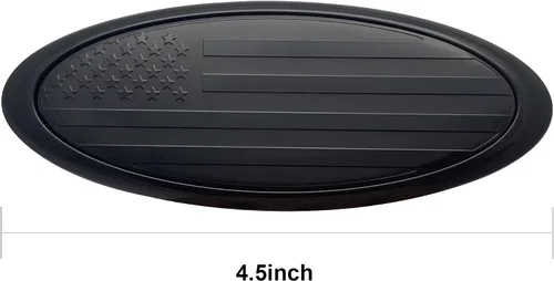 Vista 4 de Placa de bandera estadounidense de 4.5 pulgadas, emblema ovalado para parrilla delantera y trasera para Ford Fiesta Focus EcoSport (negro)