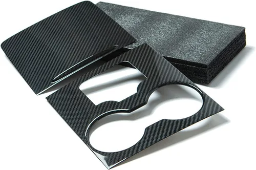 Vista 3 de Envoltura de consola central compatible con Tesla Model 3 Model Y 3K de fibra de carbono real, kit de envoltura de decoración interior, 2 accesorios