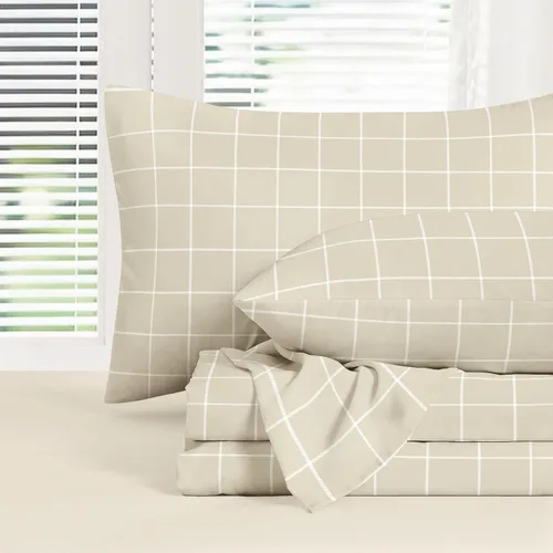 Vista 8 de Wake In Cloud - Sábanas geométricas, juego de sábanas de 4 piezas, juego de sábanas de cuadros a cuadros a cuadros a cuadros, ropa de cama estética