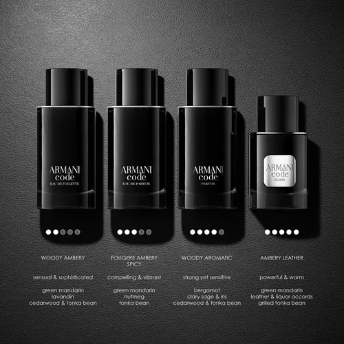 Vista 6 de Armani Beauty – Code – Parfum – Cologne for Men – Fresh & Aromatic Men’s Fragrance – Bergamot, Clary Sage, Tonka Bean Notes