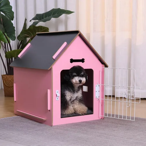 Vista 4 de RYpetmia - Casa de interior para perros y gatos pequeños, casa de madera para mascotas