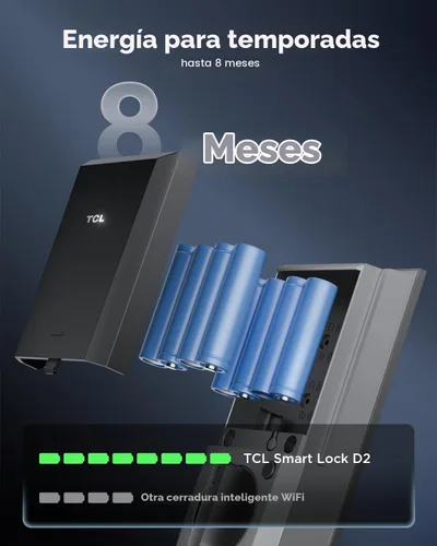 Vista 7 de TCL Cerradura inteligente D2, cerradura de puerta de entrada sin llave con control de aplicación, códigos de acceso, llaves mecánicas y códigos