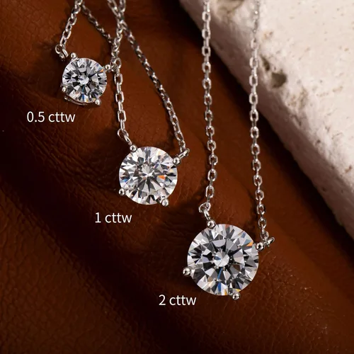 Vista 2 de S.Leaf - Collar con colgante de plata de ley con circonia cúbica y solitario, para mujer