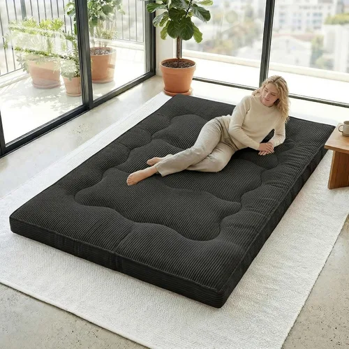 Vista 8 de cidludto Colchón de futón japonés de tamaño individual, sofá cama de 4 pulgadas, colchón de suelo para adultos, tapete de tatami más grueso, Negro