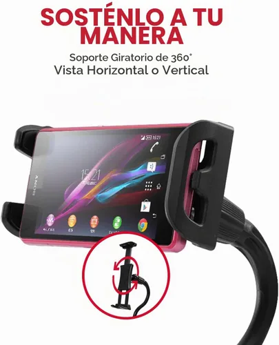 Vista 4 de Macally Soporte Ajustable de Cuello de Cisne para Tableta y Clip para Teléfono - Funciona con Teléfonos y Tabletas de hasta 8" - Soporte Flexible