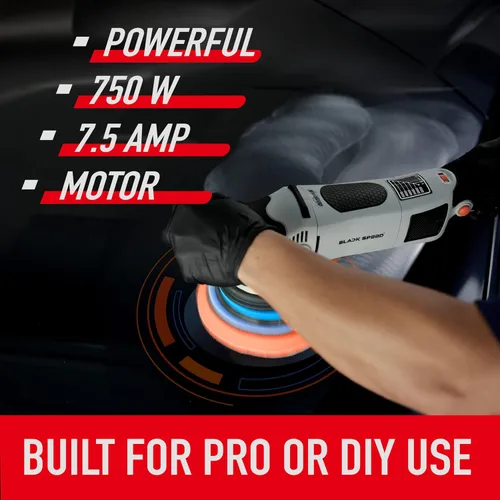 Vista 4 de Nanoskin Black Speed 15mm Long-Throw Random Orbital Polisher - 750W, 7.5-Amp Motor, BOSCH™ Bearing Construction, Vented Flexible Backing Plate For