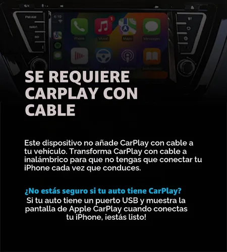 Vista 8 de Adaptador inalámbrico CarPlay - 5Ghz más rápido - AutoSky - Plug and Play - Cables USB-C y USB-A - Requiere CarPlay con cable