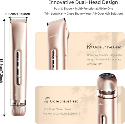 Vista 6 de Afeitadora eléctrica impermeable 2 en 1 para mujer, color oro rosa