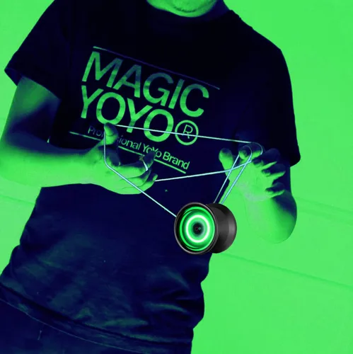 Vista 4 de Yoyo iluminado con batería extra, MAGICYOYO Y02 Aurora Yoyo profesional que no responde con guante Yoyo, bolsa Yoyo, 12 cuerdas Yoyo, luz verde