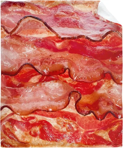 Vista 20 de Manta de vellón con estampado de tocino, ligera, regalo para cumpleaños, Navidad, mantas de franela suave para todas las estaciones, cama, sofá