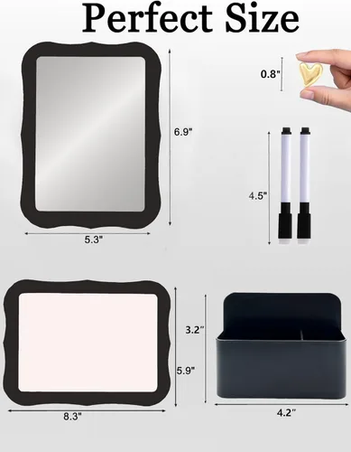 Vista 3 de Kit de accesorios de casillero negro para niñas, artículos esenciales de regreso a clases, 11 piezas, organizador de casillero para trabajo