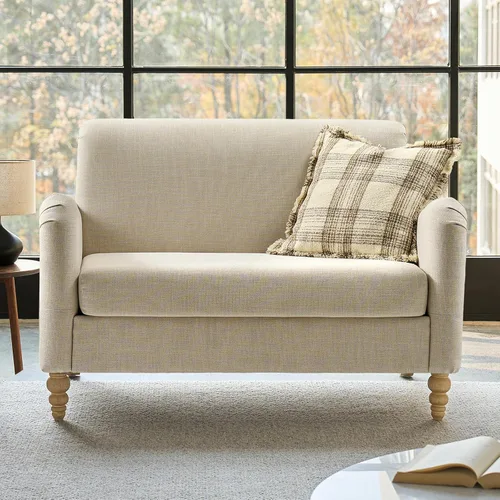 Vista 13 de HULALA HOME Sofá de dos plazas de 50.5" con patrón de rayas, sofá de estilo granja de 2 asientos con reposabrazos anchos redondeados y patas