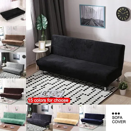 Vista 8 de Funda de felpa para futón sin brazos, funda de terciopelo suave de color liso, funda elástica para sofá cama de 2 y 3 plazas, para el hogar Manzana